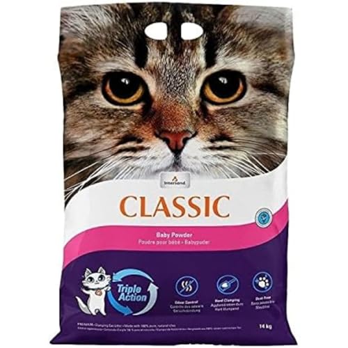 INTERSAND Classic Katzenstreu Babypuder Duft dreifach wirkend 14 kg