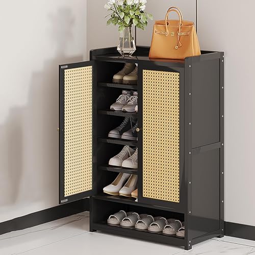 Bambus-Schuhschrank mit verstellbarem verstecktem Schuhregal Organizer für den Eingangsbereich groß freistehend Schuhaufbewahrung C68 6 x 32 x 94 cm