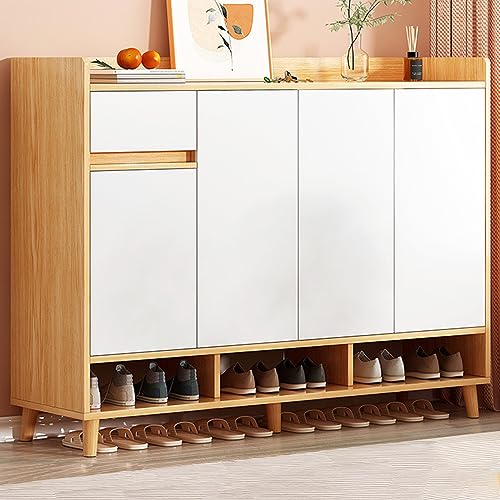 Freistehender Schuhschrank Organizer für schmalen Eingangsbereich Schuhregal Aufbewahrungslösung für Zuhause und Wohnung 120 x 32 x 90 cm Eichenfarbe