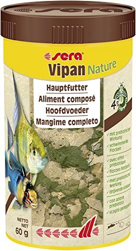 sera Vipan Nature 250 ml   Hauptfutter 4% Insektenmehl prebiotischer Wirkung Flockenfutter fürs Aquarium sehr hoher Futterverwertbarkeit somit weniger Algen
