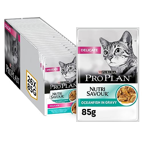 Pro Plan PURINA PRO PLAN DELICATE NUTRISAVOUR Katzenfutter nass mit Hochseefisch 24er Pack 24 x 85g