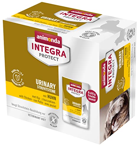 INTEGRA PROTECT Katzenfutter nass Urinary Struvitstein mit Huhn 8 x 85g vom Tierarzt empfohlen bei Harnsteinen mit Veterinären entwickeltes Ergänzungsfutter für erwachsene Katzen von animonda