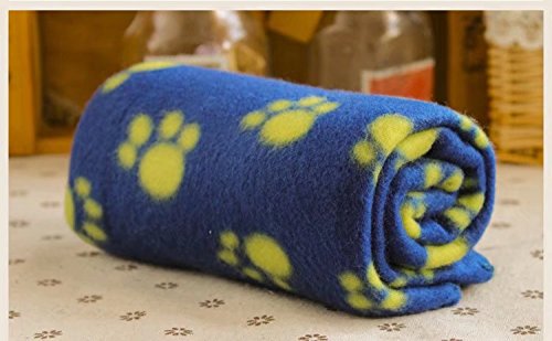 ricisung 1 x weich kuschelig warm Fleece Paw Print Pet Decke Hund Welpe Tier Katze Bett 70 60cm Blue