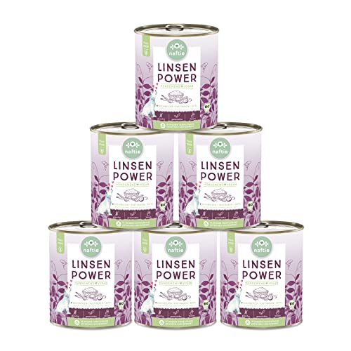 naftie veganes Hundefutter Bio Linsen Power - Nassfutter Menü mit Buchweizen Pastinaken - glutenfrei getreidefrei - purinarm Diät-Futter - 6X 800g