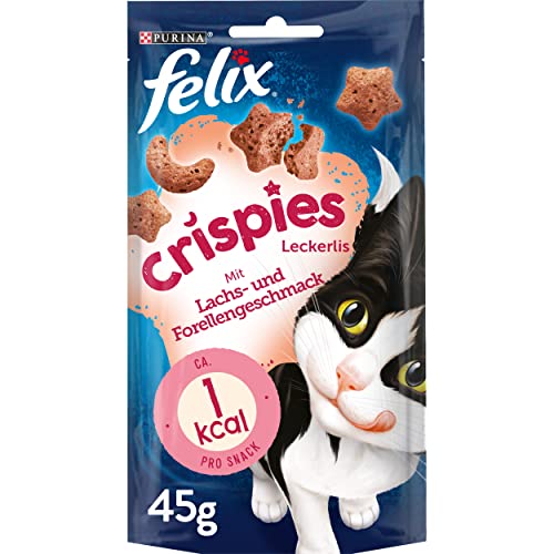 FELIX Crispies Katzensnack Knusper-Leckerlie mit Lachs-und Forellengeschmack 8er Pack 8 x 45g