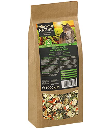 Dehner Wild Nature Hundefutter Flocken-Mix Trockenfutter getreidefrei BARF-Ergänzungsfutter für ausgewachsene Hunde Pastinake Kürbis 1 kg