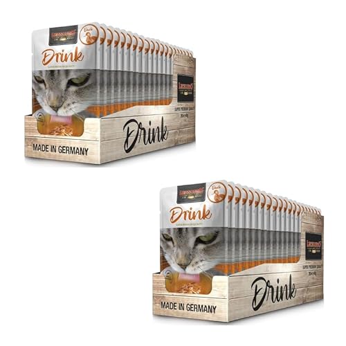 Leonardo Drink Duck Doppelpack 2 x 20 x 40 g Ergänzungsfuttermittel für ausgewachsene Katzen In praktischen Einzelportionen Getreidefreie Fleischbrühe