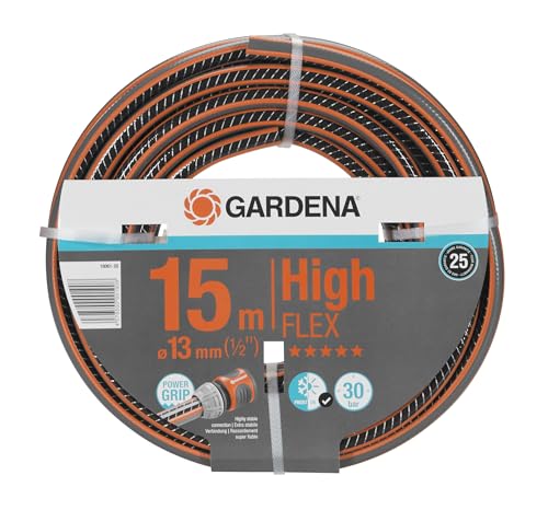 Gardena Comfort HighFLEX Schlauch 13 mm 1 2 Zoll 15 m Gartenschlauch mit Power-Grip-Profil 30 bar Berstdruck formstabil UV-beständig 18061-20 15m Schwarz