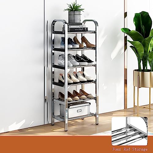 Mehrschichtiger tragbarer Schuhschrank zur Aufbewahrung Edelstahl-Schuhregal Metallregal für schmale Räume verwendet in Wohnzimmer Schlafzimmer Dachboden Korridor Küche Garten Arbeitszimmer Balkon