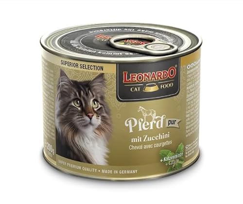 Leonardo Superior Selection Nassfutter 6 x 200 g Pferd mit Zucchini Nassfutter ohne Getreide für Katzen Komplettnassfutter in der Dose