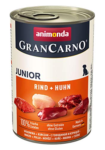 animonda Gran Carno Sortenrein Junior Hundefutter nass Nassfutter für Junge Hunde mit Rind Huhn 400 g