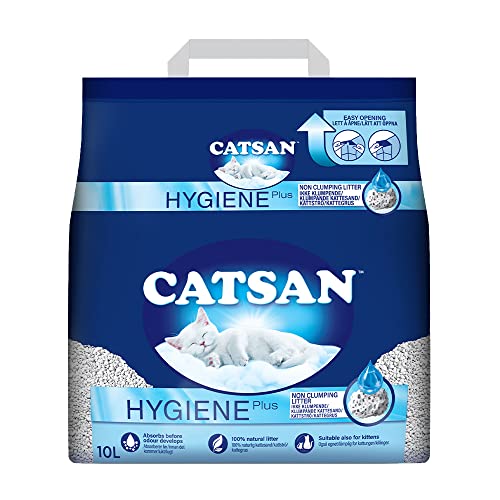 Catsan Hygiene-Katzenstreu Nicht klumpend 100% natürlich saugfähig 10 l Weiß