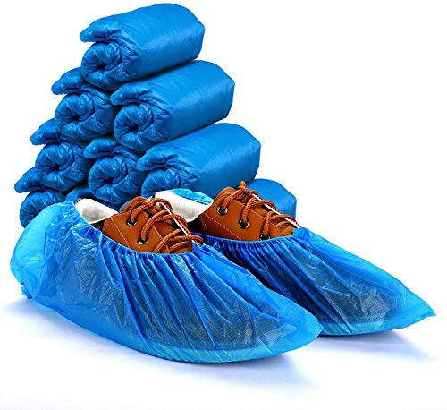Ezlife Überziehschuhe Einweg Rutschfest 100 pcs Schuhüberzieher Plastik Wasserdicht 3g je Überzieher Schuhe aus Hochwertigem CPE Material Schuh Überzug 15 40cm 50 Paare Blau