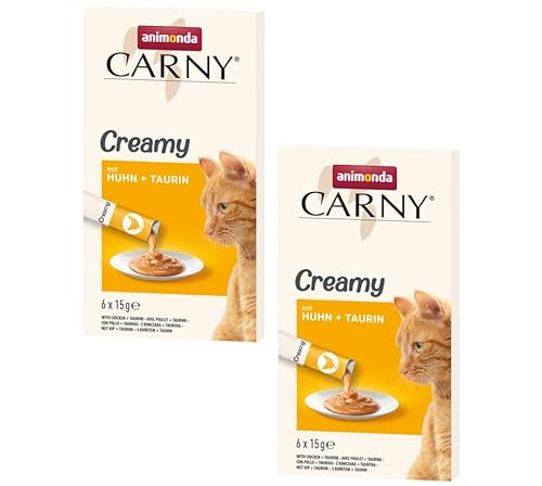 Animonda Carny Creamy - Doppelpack 2X 6x15g 180g Cat Cream mit Huhn Taurin der cremige Katzen Snack für Feinschmecker