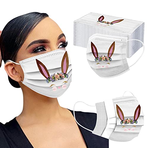TT  Herren Damen Hase Druck 3Ply Disposable Gesichtsmaske Schutzmaske Einwegmasken Bandanas Hot 50PCS