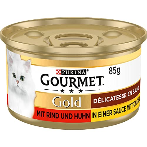 PURINA GOURMET Gold D licatesse en Sauce Katzenfutter nass mit Rind und Huhn 12er Pack 12 x 85g
