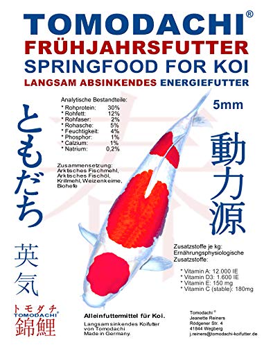 Frühjahrsfutter Koi Futter Energiefutter Tomodachi Koi Sinkfutter mit arktischen Rohstoffen energiereich hochverdaulich bei Kälte 5mm 15kg