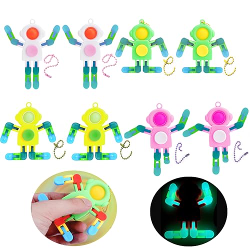 8 Stück Mitgebsel Kindergeburtstag-Fidget Spinner Roboter Spielzeug im Dunkeln leuchtendes Verformbare Fingerspitze Toys Finger Spinner zum Stressabbau für Kinder Children Adults