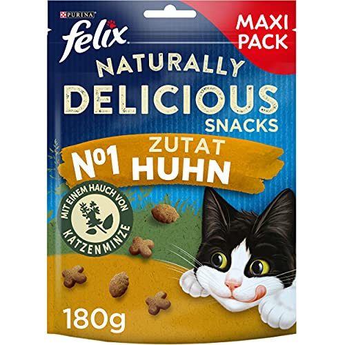 FELIX Naturally Delicious Katzensnack gesunde Leckerlies mit Huhn Katzenminze 6er Pack 6 x 180g