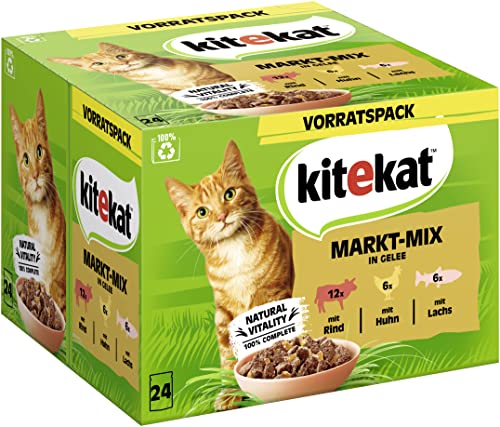 KITEKAT Portionsbeutel Multipack Vorratspack Markt-Mix in Gelee 1 x 24x85g