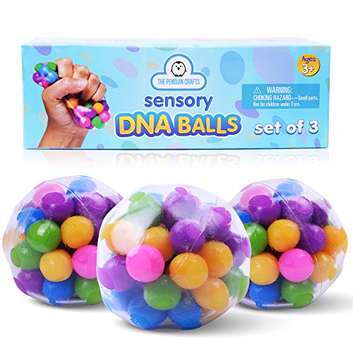 DNA Stress Balls Toys Set for Kids and Adults 3-Pack Stress-Relief DNA Sensory Balls Toy Clear Silicone Sensory Squeeze Balls for Stress-Relief and Better Focus Sensory Squishy Stress Balls