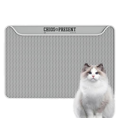  Design Cat Litter Box Mat Litter Trapping Mat for Cats Scatter Control Litter Mat Double Layer Litters Catcher Mats 60x90cm 60x75cm for Pet Home Indoors Gray Color