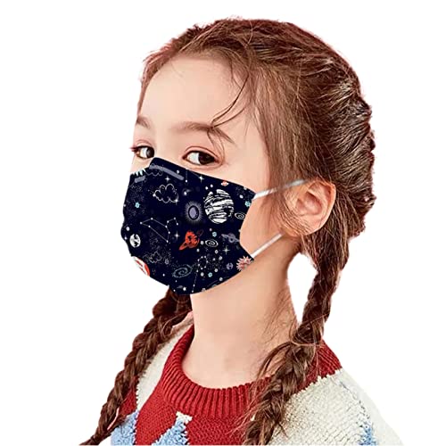 SDFRK 10 Stück Masken Kinder Einwegmasken Mundschutz Masken Mundschutz Stoff Cartoon Sternenhimmel Motiv MNS Mund und Nasenschutz Mund-Tuch Staubdicht Atmungsaktiv Gemütlich Bandana Schals