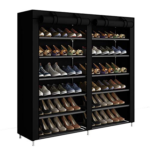 YAYI Schuhregal 6-stufige Schuhablage Platz für bis zu 36 Paar Schuhe mit Nicht gewebtem Stoffbezug Schwarz
