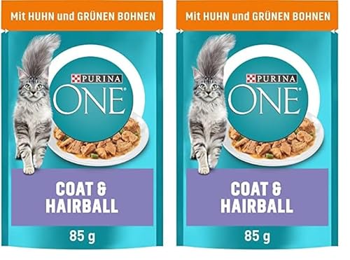 PURINA ONE Coat Hairball Katzenfutter nass in Sauce mit Huhn 52er Pack 26 x 85g