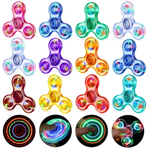 Gigilli Fidget Spinner 12er Pack Party Favors LED Light Fidget Spinner Spielzeug für Kinder Stressabbau Anti Angst sensorisches Spielzeug Valentinstag Ostern Party Taschenfüller Geschenk