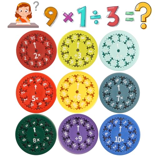 Mathe Fidgets Spinners 9 Stück Multiplikations und Divisions Fidget Spinner Toy Math Facts Fidget Spinners Anti Stress Spielzeug Lernspielzeug Fidgetspinner für Kinder