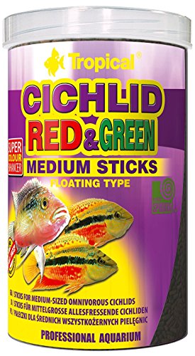 Tropical Cichlid Red Green Medium Sticks - Futtersticks für mittelgroße Cichliden mit Astaxanthin Spirulina 1er Pack 1 x 1 l