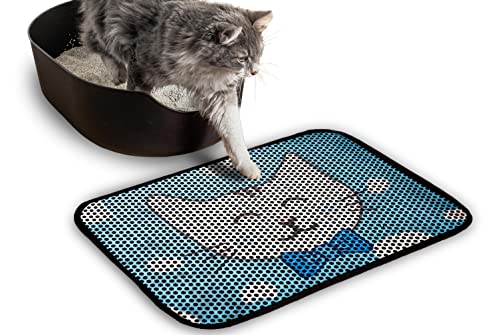 FOREVERPETSUPPLIES Matte waschbar groß für den Innenbereich Wabenstruktur doppellagig 61x 40 6 cm Blau