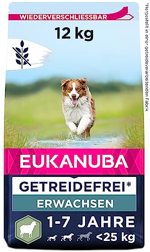 Eukanuba Hundefutter getreidefrei mit Lamm für kleine und mittelgroße Rassen - Trockenfutter für ausgewachsene Hunde 12 kg