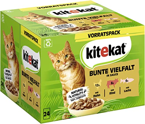 KITEKAT Portionsbeutel Multipack Vorratspack Bunte Vielfalt in Sauce 1 x 24x85g