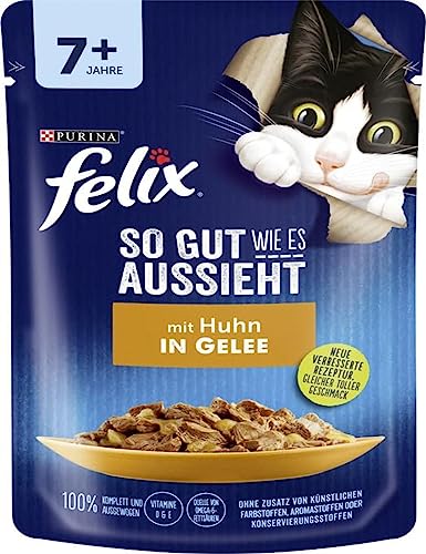 Felix So Gut Wie Es Aussieht Katzennassfutter Senior Huhn in Gelee 85 g