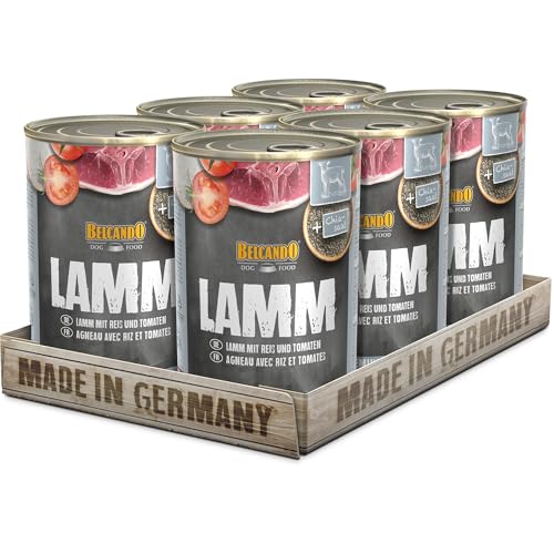 Belcando Super Premium Dose 6x400g Lamm mit Reis Tomate Nassfutter für Hunde Feuchtfutter Dose Alleinfutter für Hunde Aller Rassen