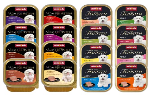 Animonda vom Feinsten Adult Mix 150g zu je 11 22 44 oder 66 Schalen erhältlich alle Sorten Große Auswahl von 16 Sorten Nassfutter für kleine Hunde 22