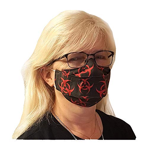 Behelfsmaske Mundschutz Baumwollmaske für Brillenträger waschbar Rosen Totenkopf Schädel Trachten Skull glänzend