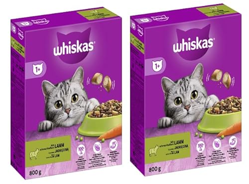 Whiskas Karton Trockenfutter 2x800g - Verschiedene Geschmacksrichtungen Huhn Lamm Rind 2x800g Lamm