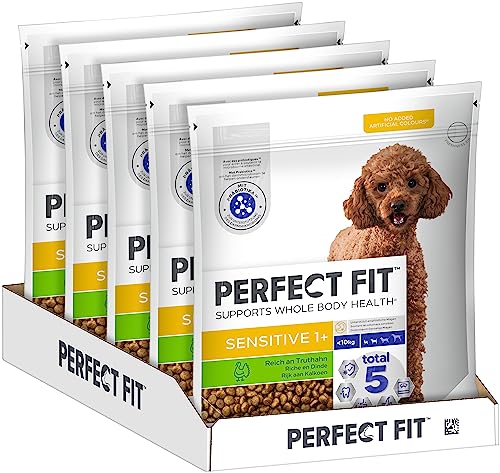 PERFECT FIT Hundefutter Trockenfutter Sensitive Adult 1 für sehr kleine und kleine Hunde XS S mit Truthahn 1.4 kg 5er Pack