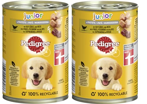 PEDIGREE Dose 400g - Verschiedene Sorten 2x400g Geflügel und Reis in Pastete - Junior