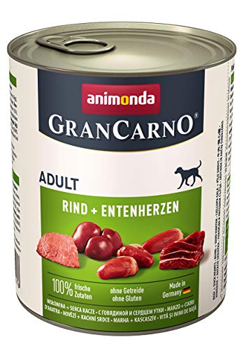 animonda Gran Carno adult Hundefutter Nassfutter für erwachsene Hunde Rind Entenherzen 6 x 800 g