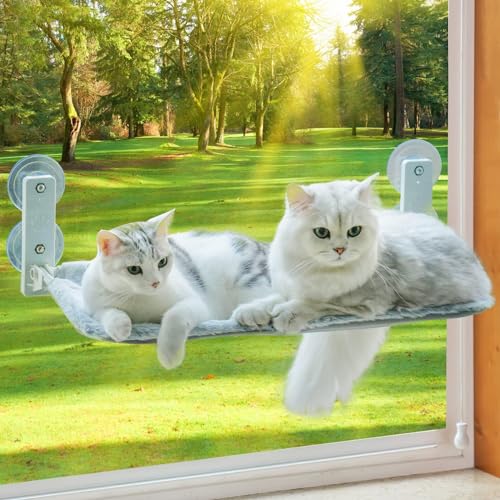 MEWOOFUN HÃ¤ngematte FensterplÃ¤tze fÃ¼r 60x30cm Klappbar Katzenbett Fenster mit Stabil SaugnÃ¤pfe bis zu 18kg Grey
