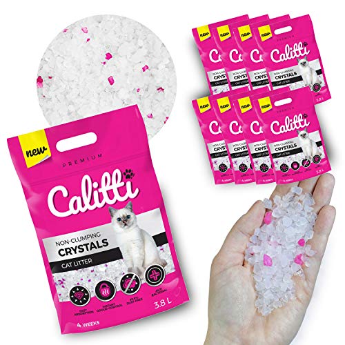 Calitti   Premium Crystals Silikatstreu Antibakteriell Katzensand 8 er Set 8x 3 8 L 30 L