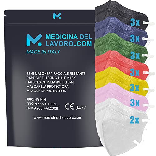 20 FFP2 KN95 Maske Bunt Mix CE Zertifiziert Kleine Größe Small Medizinische Mask mit 4 Lagige Masken Partikelschutzmaske Atemschutzmaske mit Hoher BFE-Filtereffizienz 94 20 Stück - Made in Italy