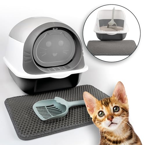 LINUMA Grau Schaufel und Streumatte geschlossen und offen litter box ohne Klo cat toilet cat litter box Zubehör klein