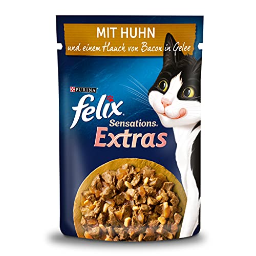 FELIX Sensations Extras Katzenfutter nass in Gelee mit Huhn und Bacon 26er Pack 26 x 85g