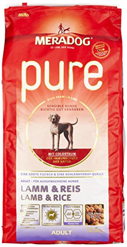 MERA PURE Adult Trockenfutter Hundefutter ohne Gluten für sensible Hunde mit Lamm und Reis 12 5 Kg