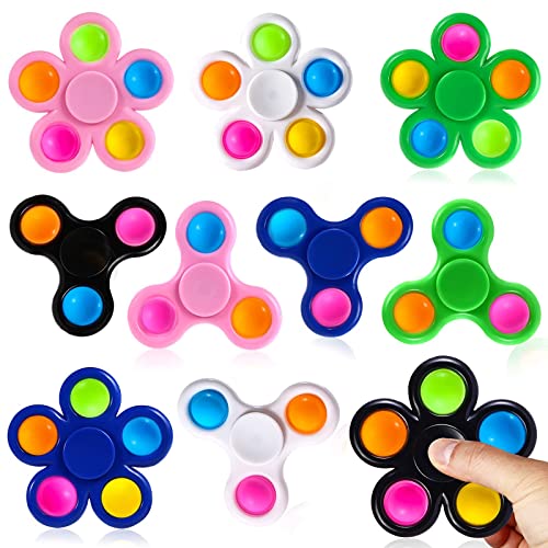 SCIONE 10er Set Pop Fidget Spinner Push Bubble Pop Einfaches Fidget Toy für Kinder Erwachsene Ostern Party Geschenke Geschenktüte Füller Sensorisches Fidget Set ADHD Anti Angst Stressabbau Spielzeug